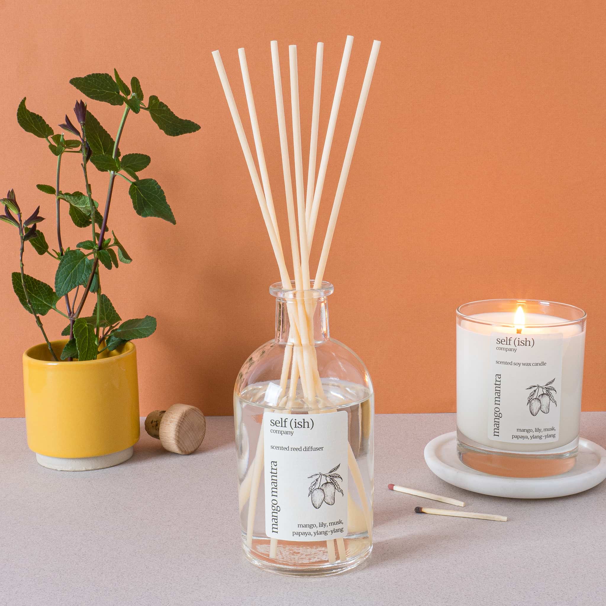 mango reed diffuser and mango scented candle