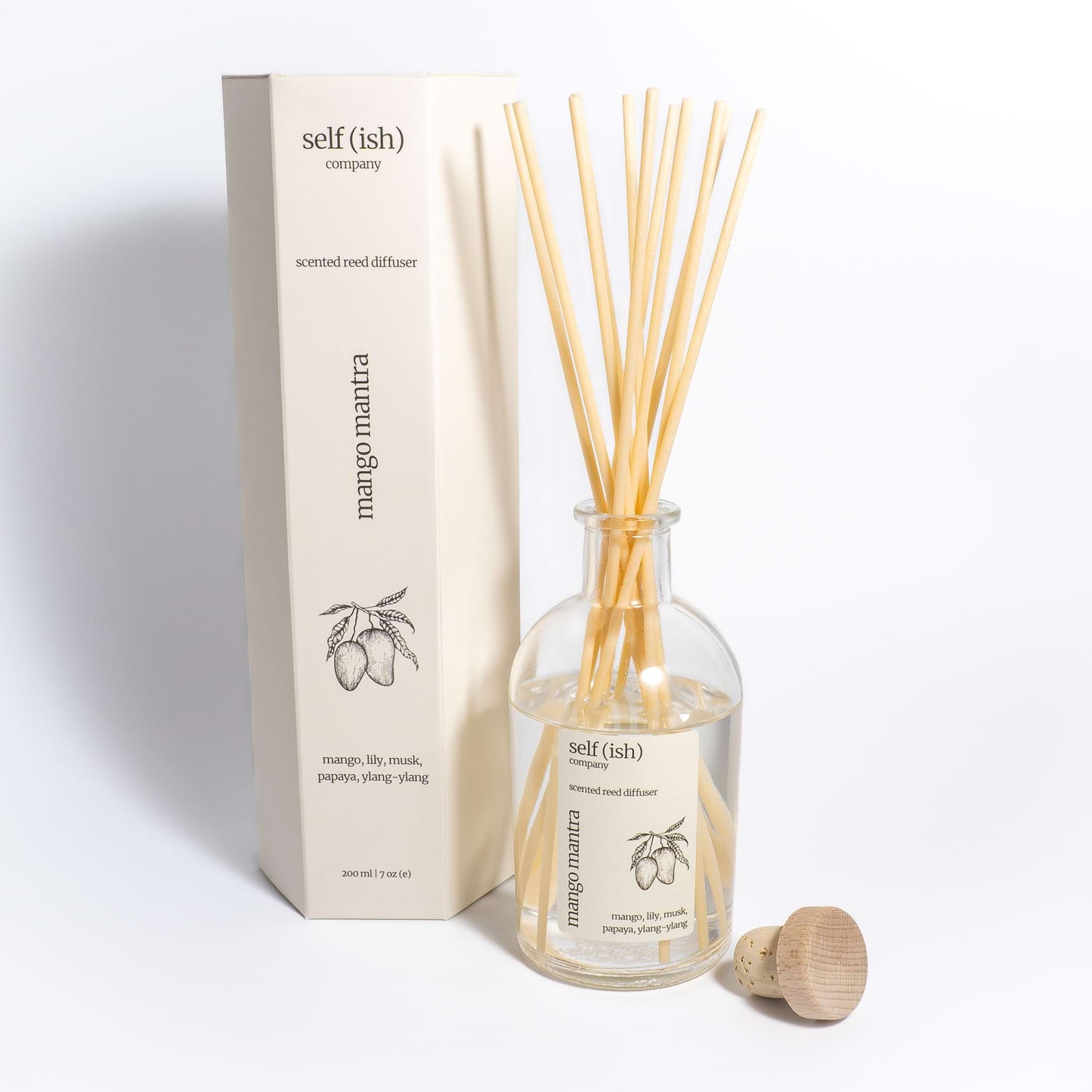 200ml mango reed diffuser with gift packaging and wooden cork lid